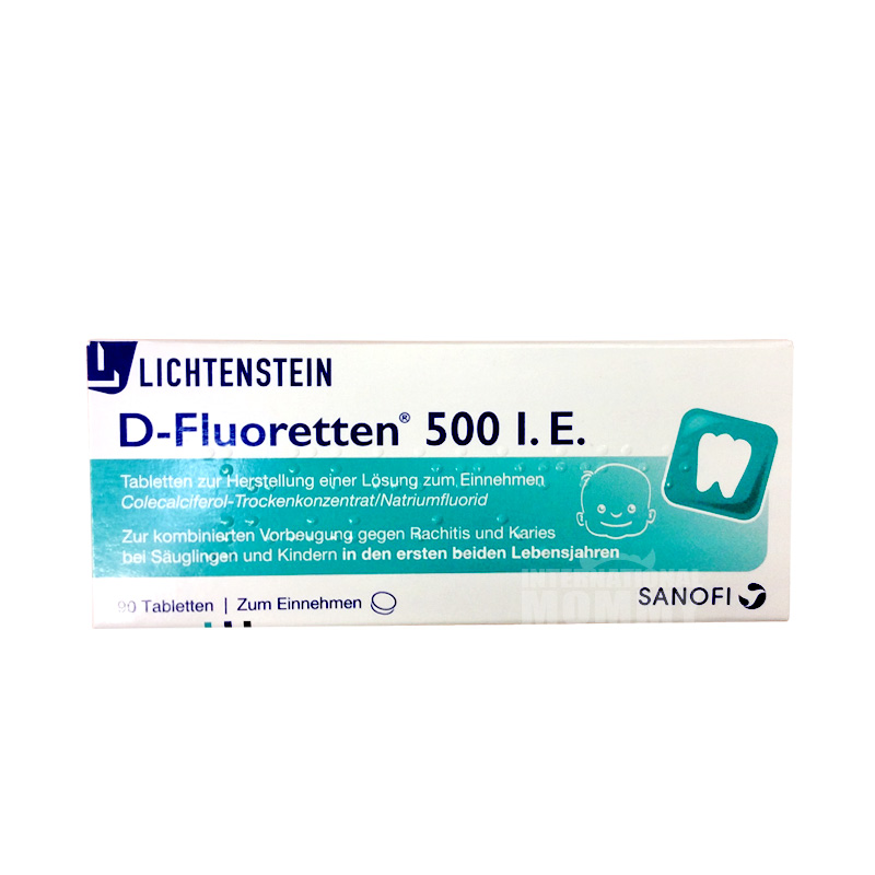 [2 pieces]D-Fluoretten German Vitamin D3 Fluoride Calcium Tablets 90 Tablets