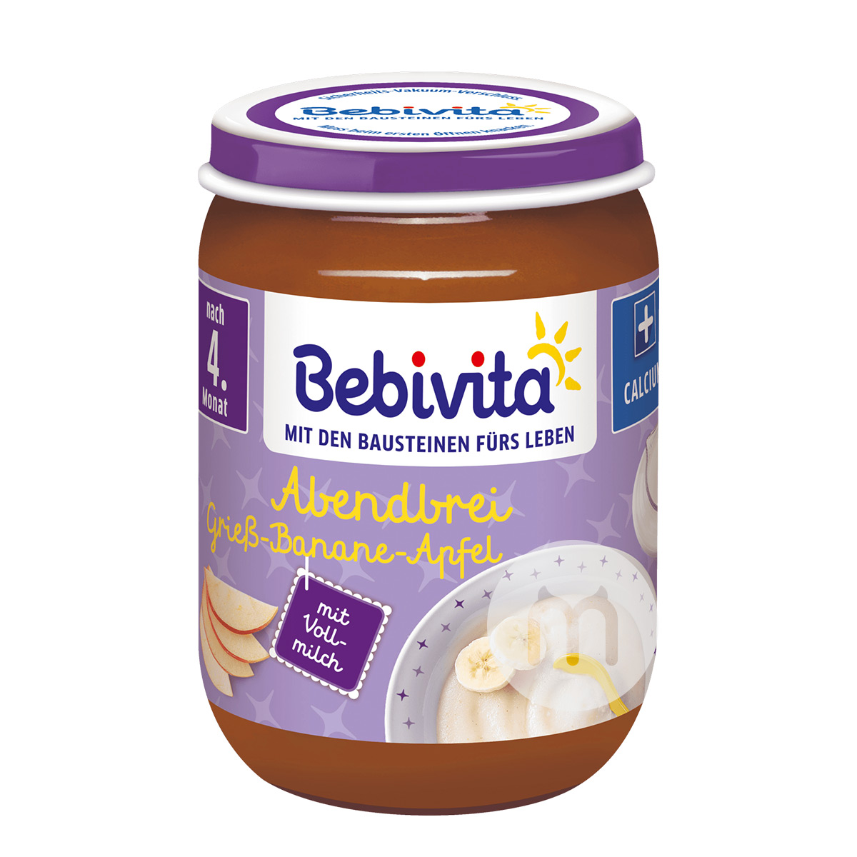 [4 pieces]Bebivita German Whole Grain Fruit Milk Good Night Puree over 4 months old