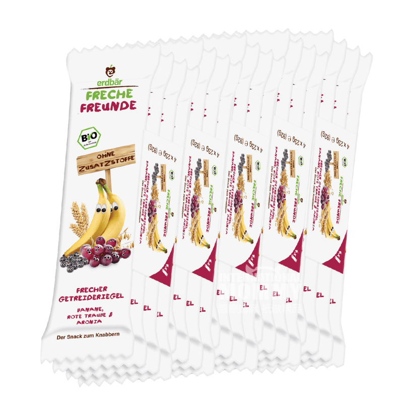 Erdbar German Organic Whole Grain Banana Red Grape Fruit Bar*20