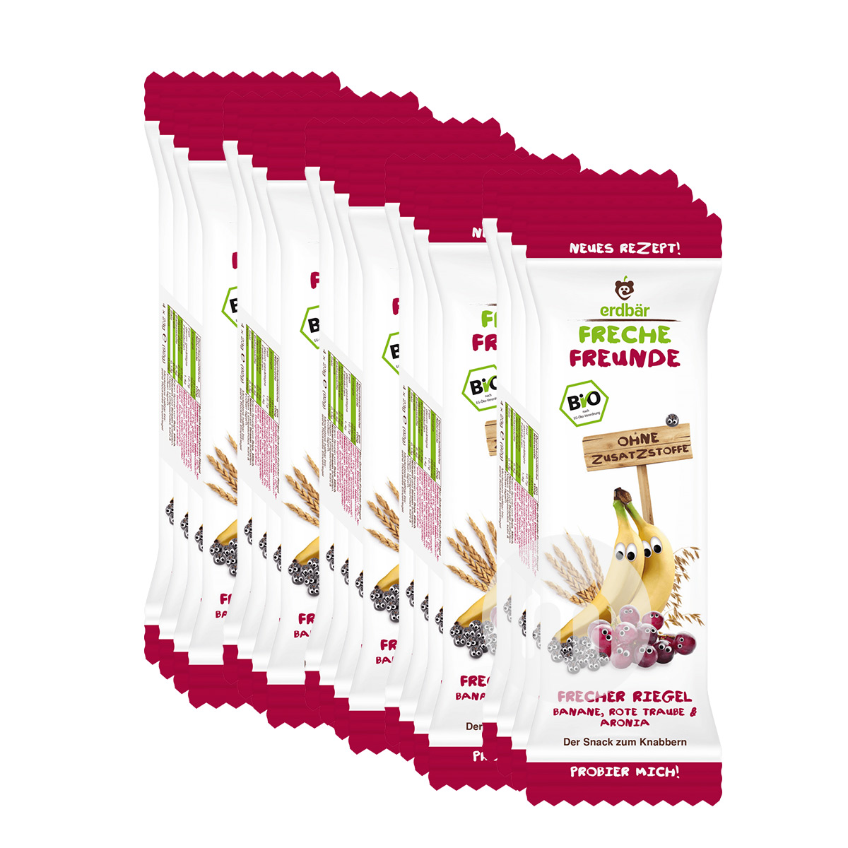 Erdbar German Organic Whole Grain Banana Red Grape Fruit Bar*20