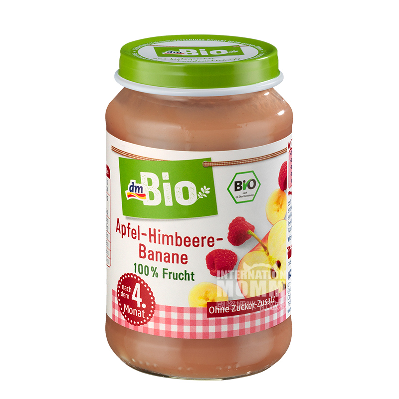 DmBio German Organic Apple Banana Raspberry Puree over 4 months old
