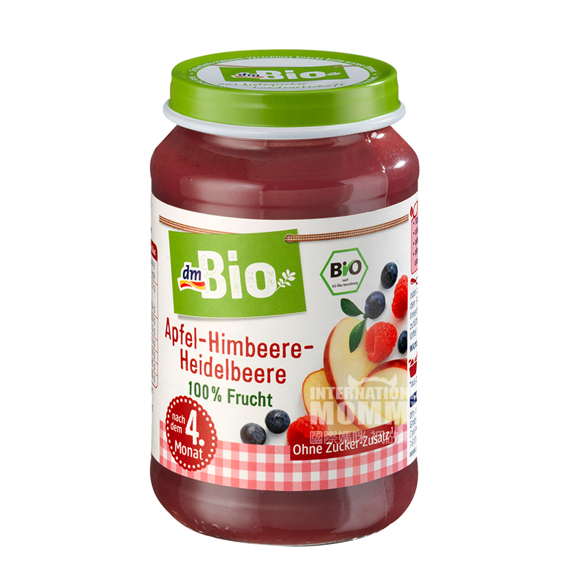 DmBio German Organic Apple Raspberry Blueberry Puree over 4 months old