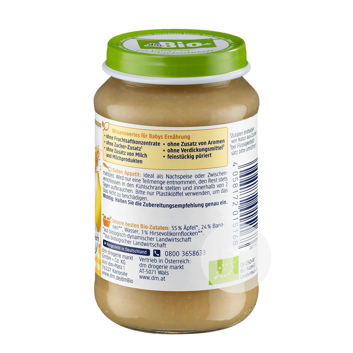 [2 pieces]DmBio German Organic Apple Banana Millet Mix Puree over 6 months old