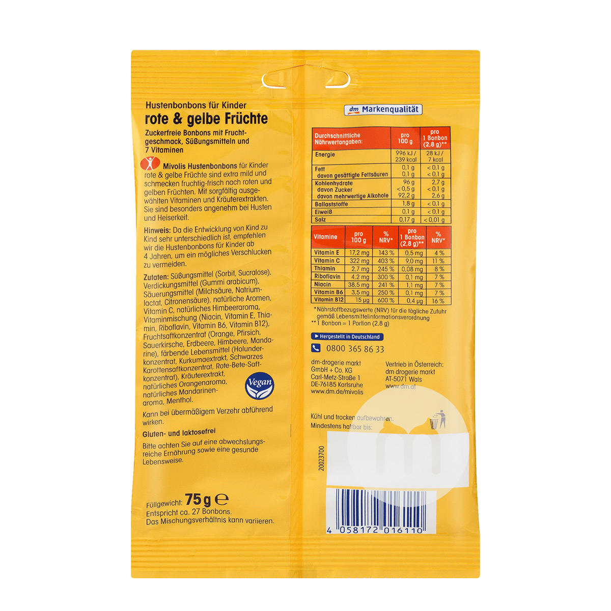 Mivolis German Relieve Cough in Children with Fruit Candy*5