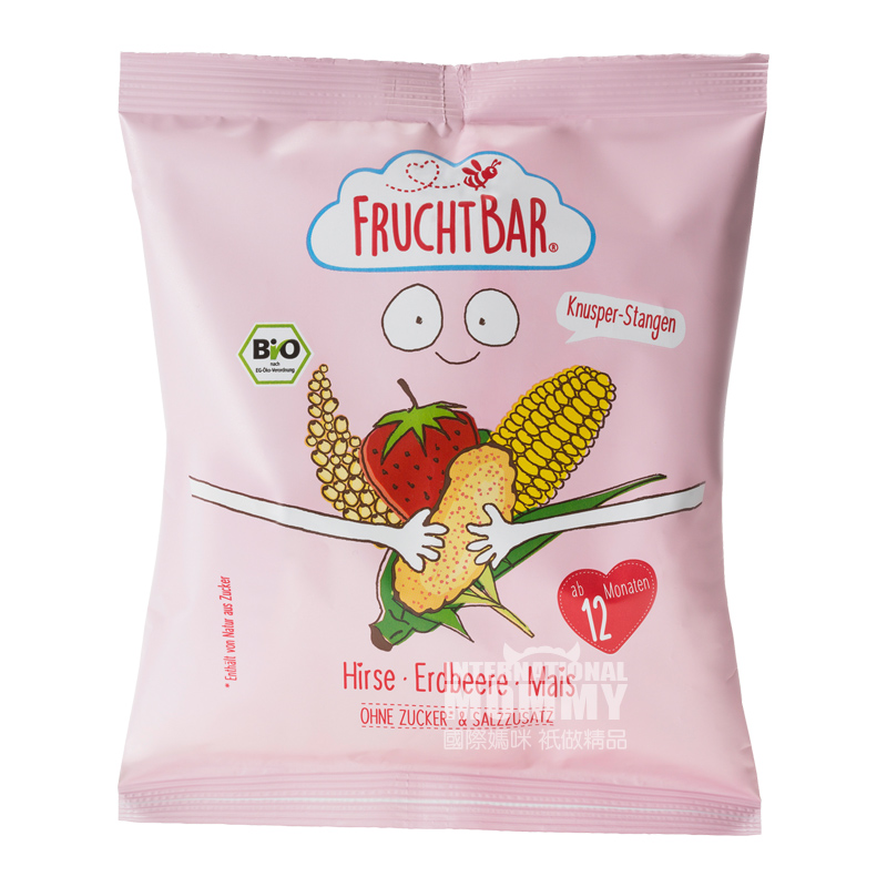 [2 pieces]FRUCHTBAR German Organic Strawberry Millet Puffs*4
