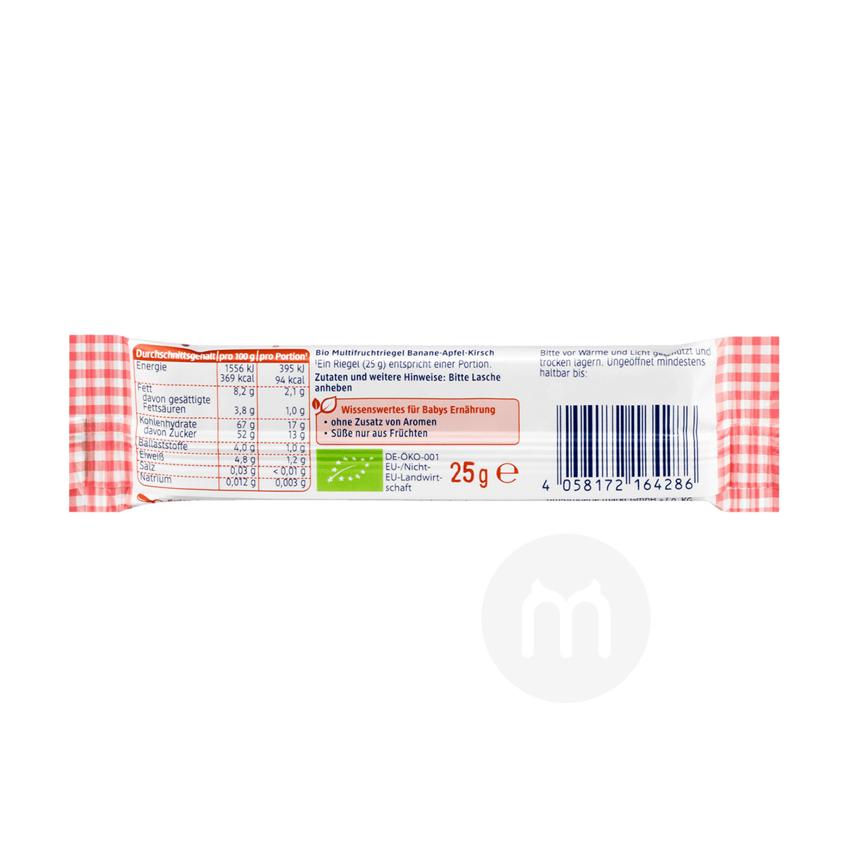 DmBio German Organic Banana Apple Cherry Fruit Bar*25