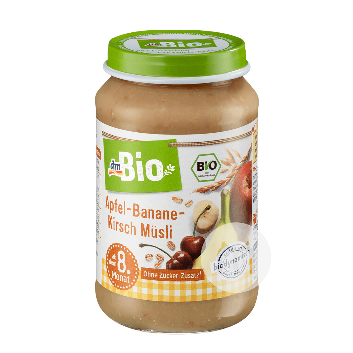 [2 pieces]DmBio German Organic Banana Cherry Whole Wheat Cereal Mix Puree over 8 months old