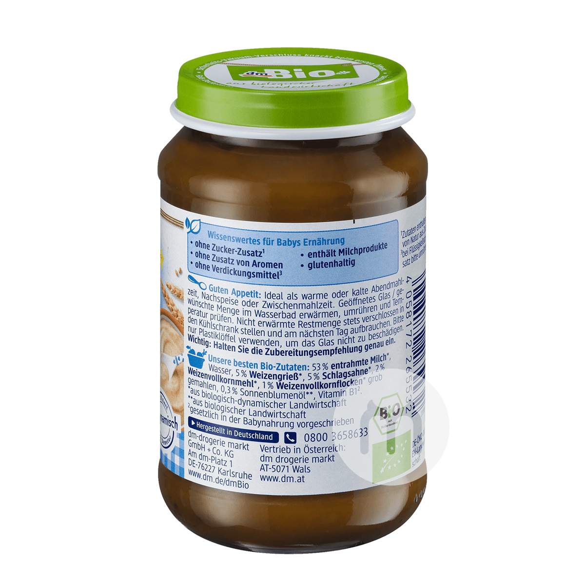 [4 pieces]DmBio German Organic Milk Semolina Good Night Puree over 4 months old