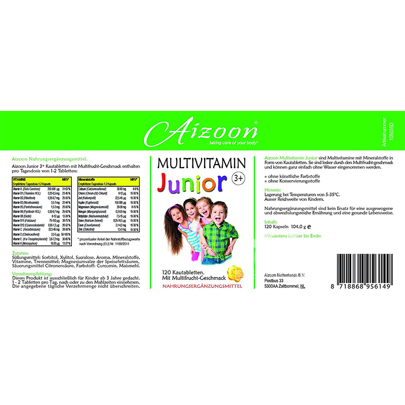 Aizoon Holland Children's Multivitamin Chewable Tablets 120 Tablets