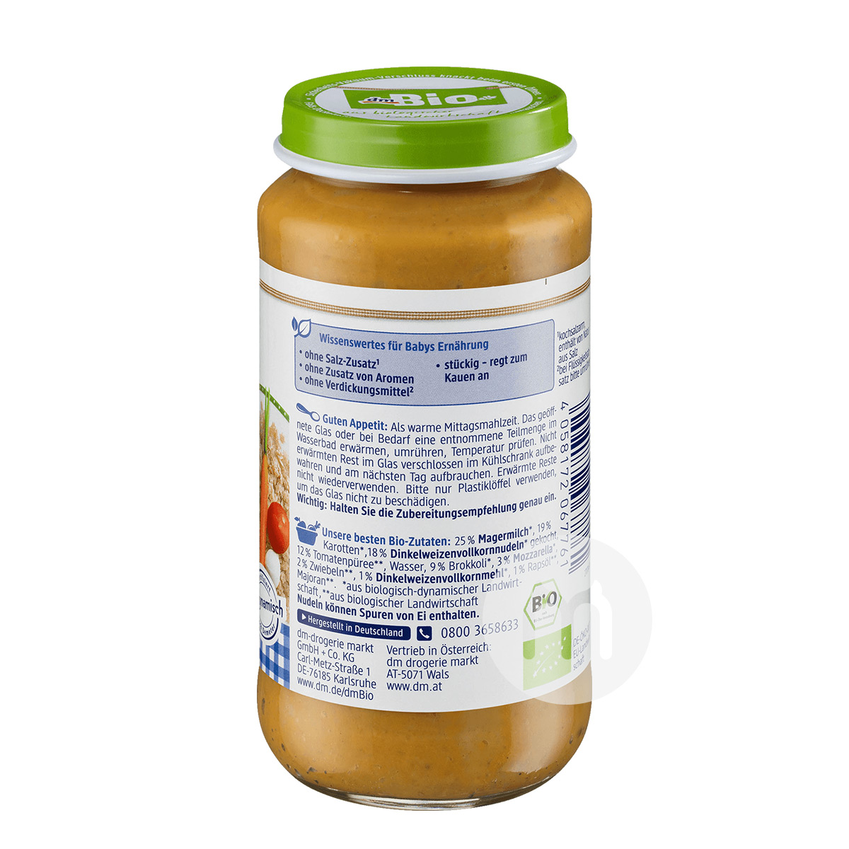 [4 pieces]DmBio German Organic Vegetable Cheese Noodle Puree over 12 months old