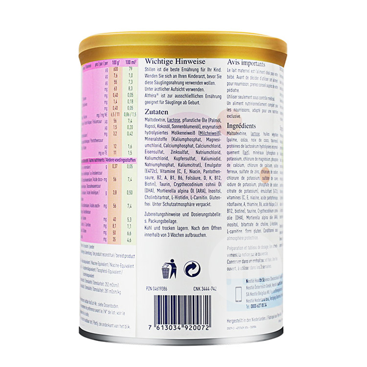 Nestle althera peptide sensitive infant formula with deep hydrolysis * 6 cans