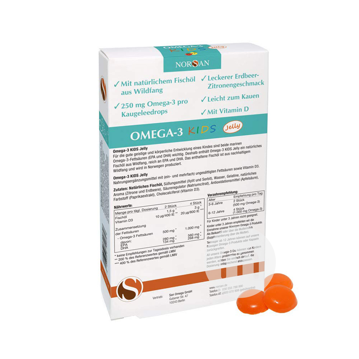 NORSAN German Children's Fruity Omega 3 Fish Oil Chewable Capsules