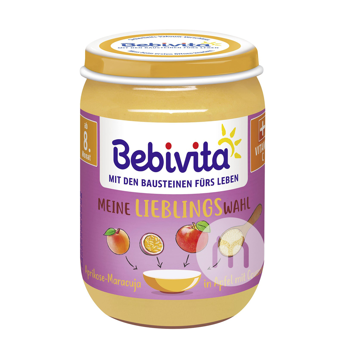 Bebivita German Apricot Passion Fruit Apple Couscous Puree over 8 months*6