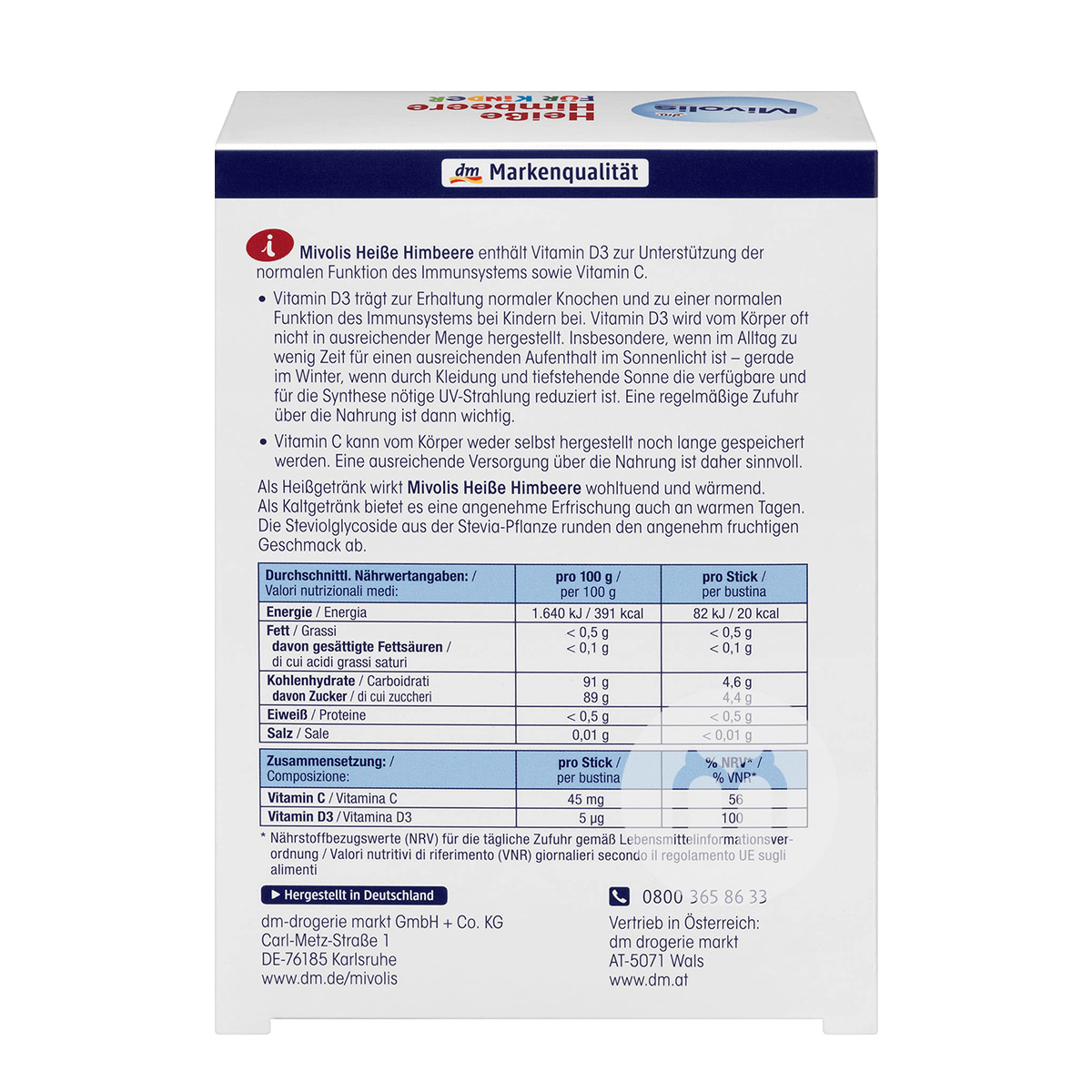 Mivolis German Raspberry Lemon Cherry Flavor Vitamin C Granule*2