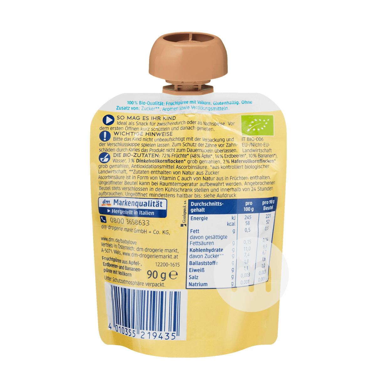 Babylove German Organic Strawberry Banana Apple Muesli Sucking over 12 months*6