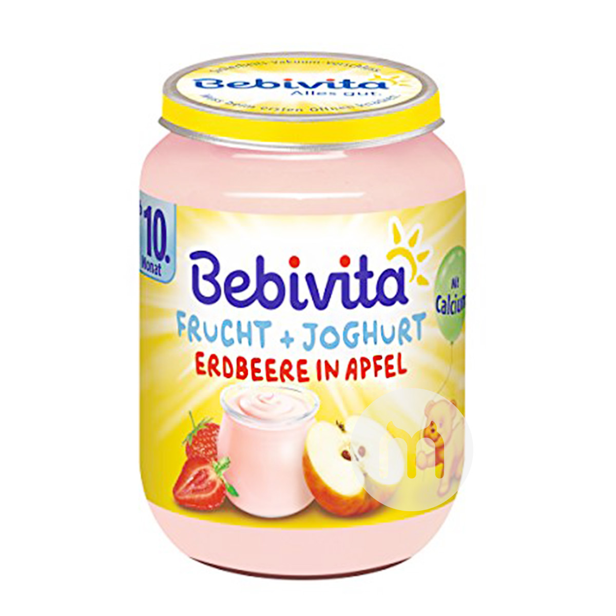 [6 pieces] Bebivita German Organic Apple Strawberry Yogurt Puree over 10 months