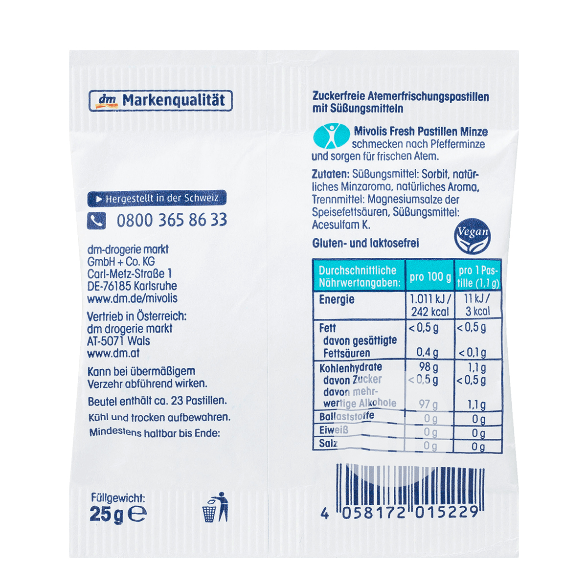 [4 pieces] Mivolis German Cool Mint Lozenges