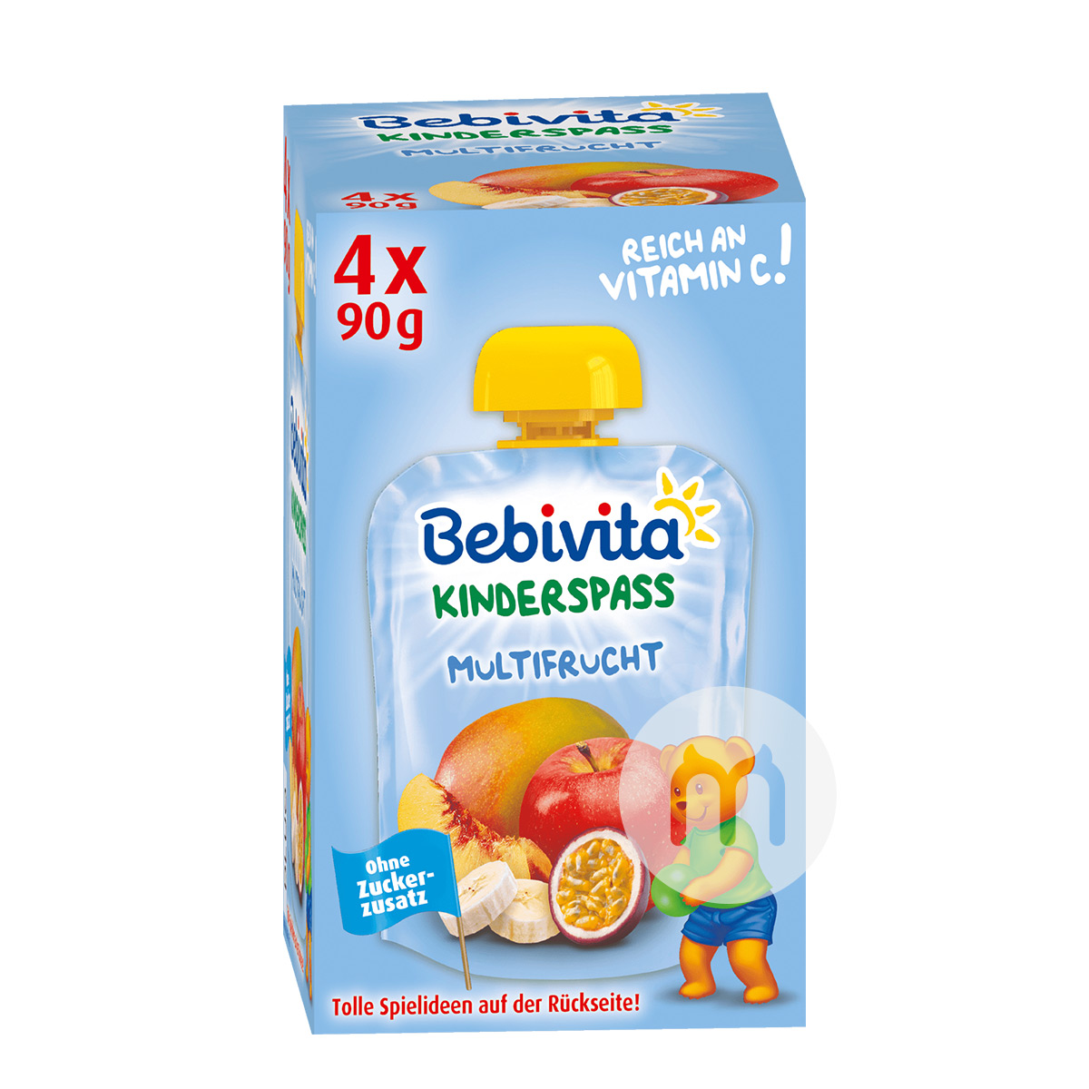 [4 pieces] Bebivita German Apple Peach Passion Fruit Mango Puree Sucking over 12 months 360g