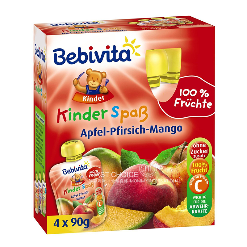 [2 pieces] Bebivita German Apple Peach Mango Puree Sucking over 12 months 360g