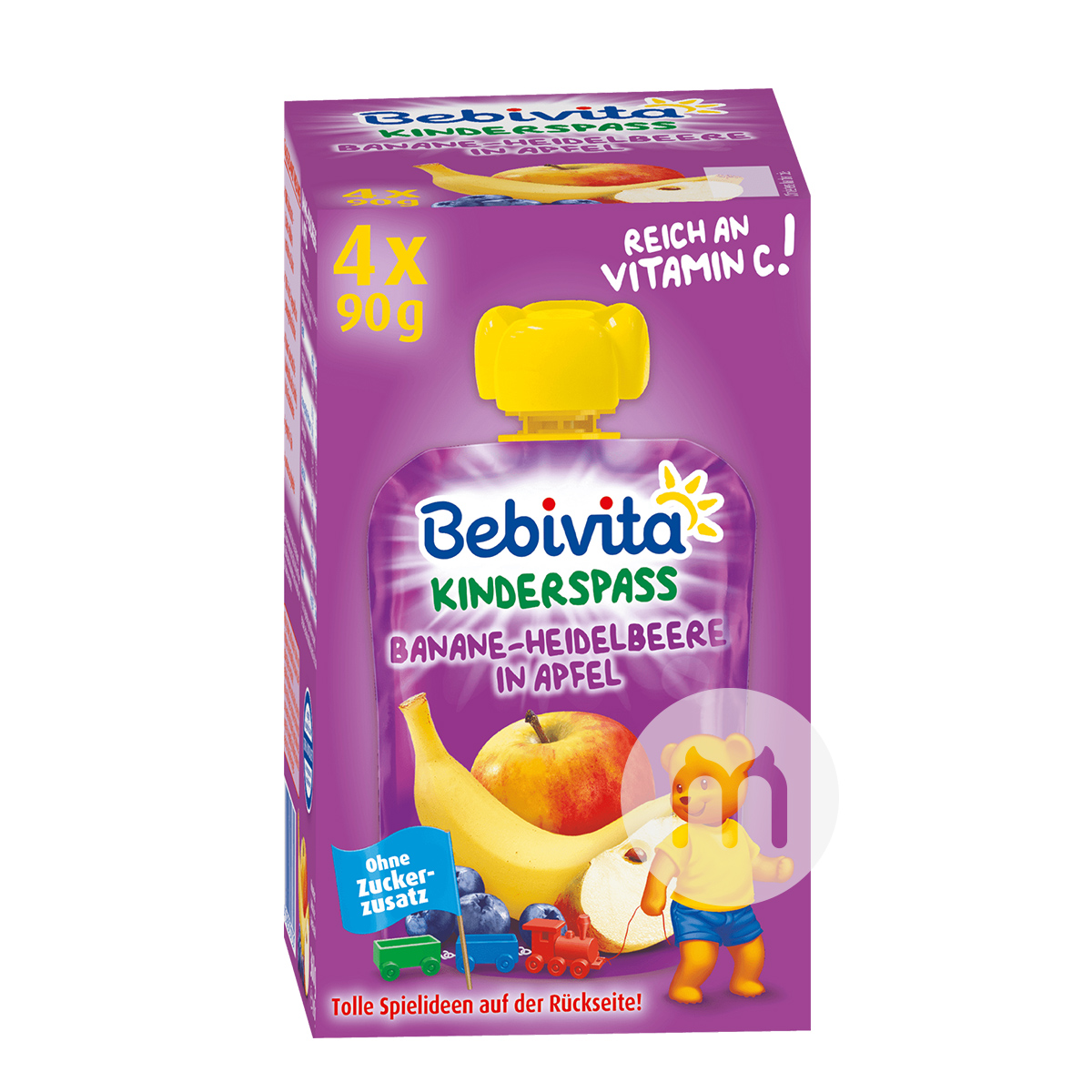 [2 pieces] Bebivita German Banana Blueberry Apple Puree Sucking over 12 months 360g