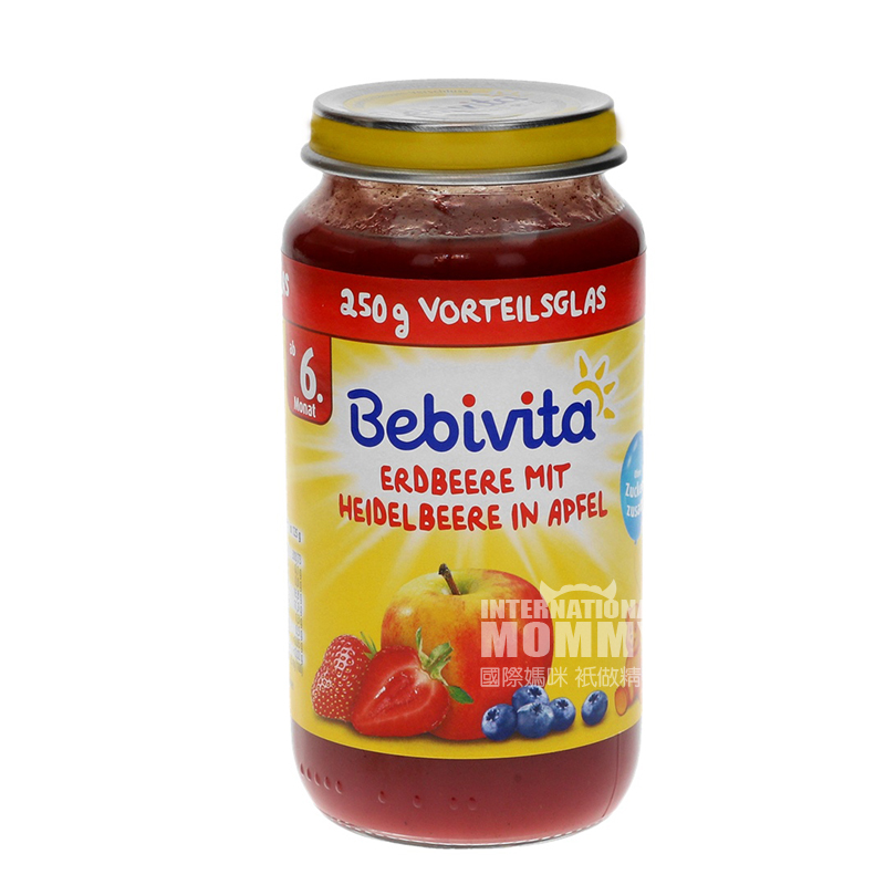 [2 pieces] Bebivita German Passion Fruit Peach Yogurt Mix Puree over 10 months+ Organic Apple Strawberry Blueberry Puree