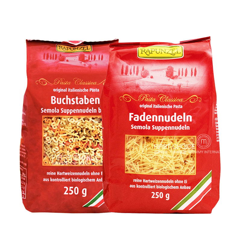 [2 pieces] RAPUNZEL German Multicolored Alphanumeric Noodles + Baby Organic Noodles 