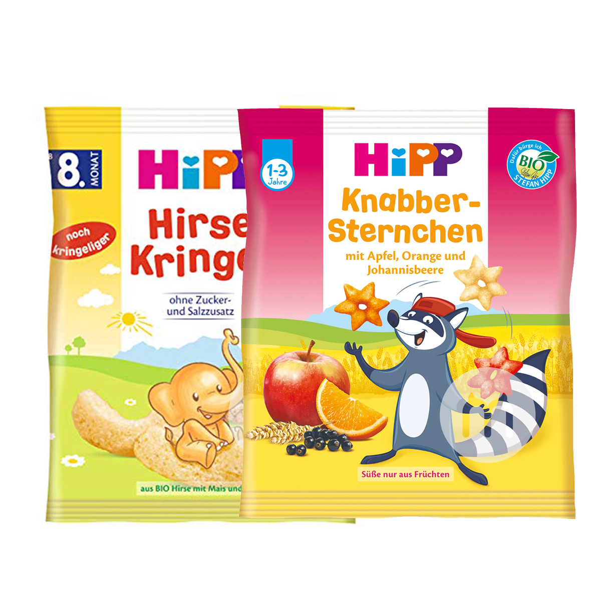 [4 pieces] HiPP German Organic Millet Tacos*2+ Organic Star Crispy Rice Puffs with Various Fruit Flavors*2