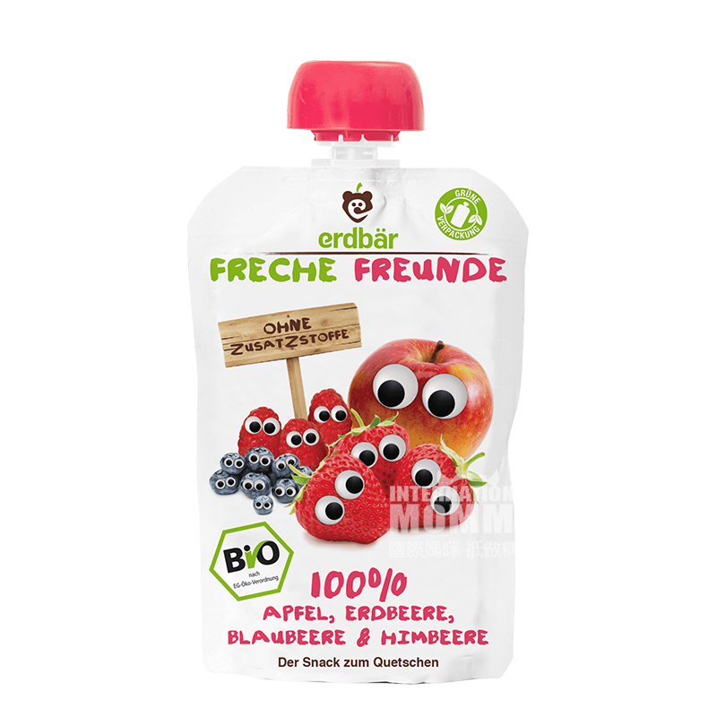 Erdbar German Organic Apple Strawberry Blueberry Raspberry Sucking*6