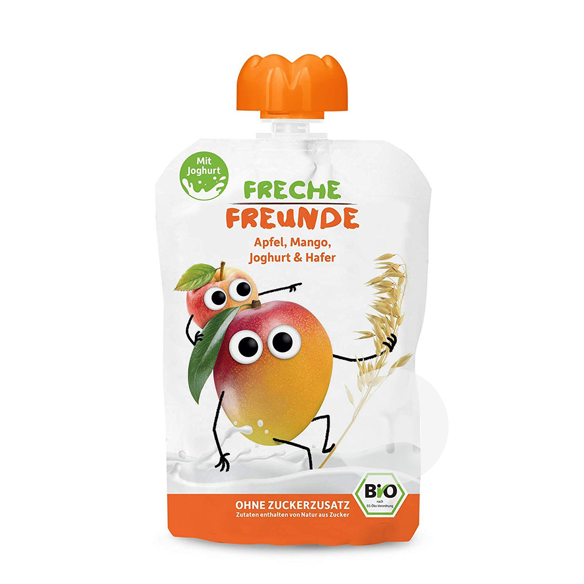 Erdbar Germany  Organic Children`s fruit paste sucking Le yogurt Mango flavor of cereal*6 pieces