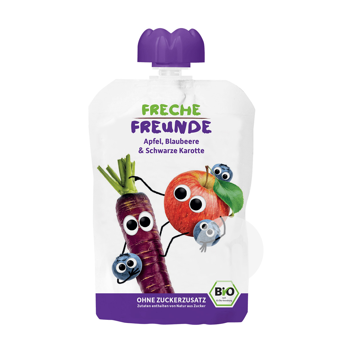 Erdbar Germany  Organic Children`s fruit paste sucking Le apple Blueberry black carrot*6 pieces