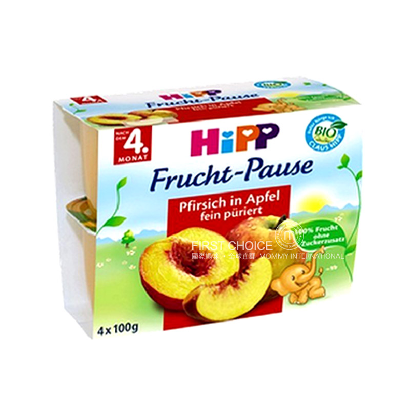 [6 pieces]HiPP German Organic Yellow Peach Apple Puree Fruit Cup