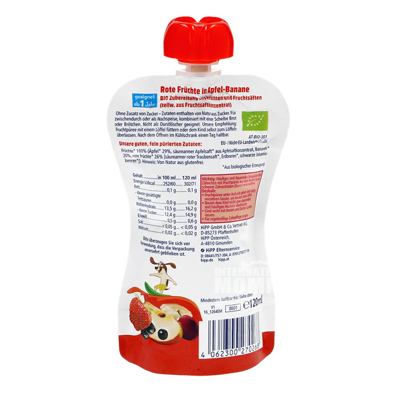 HiPP German Organic Red Fruit Sucking over 12 months old 120g*6