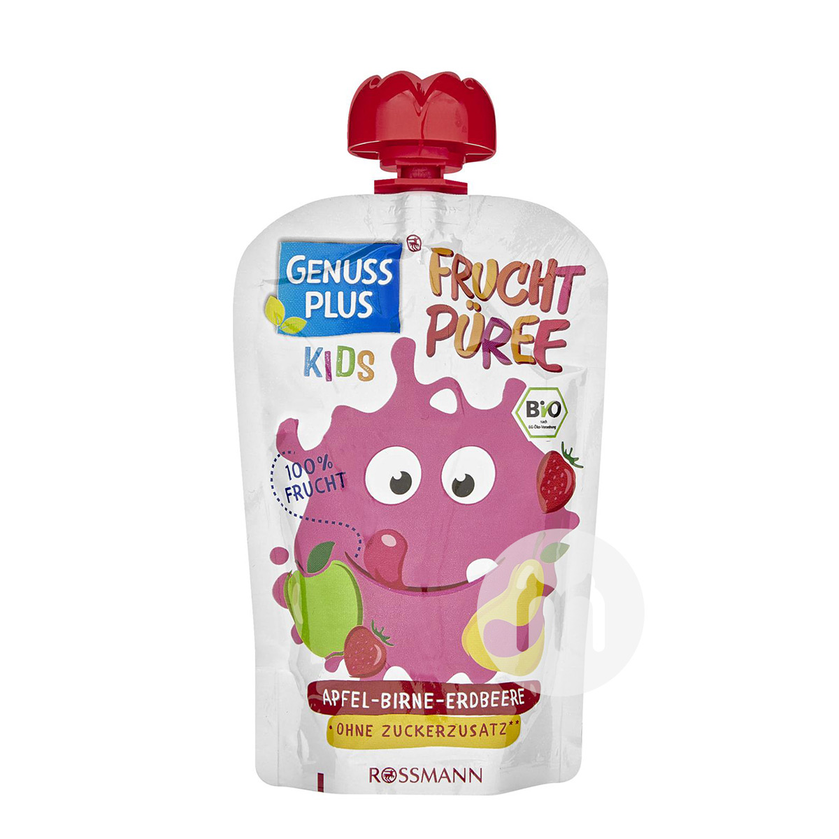 GENUSS PLUS German Organic Fruit Puree Apple Pear Strawberry Suction 100g*10