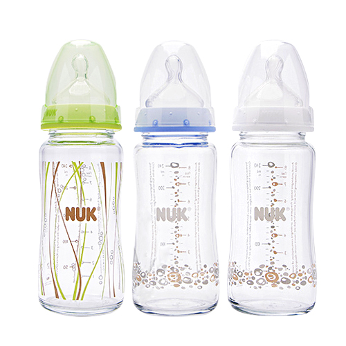 NUK Germany wide mouth glass bottle 240ml 0-6 months