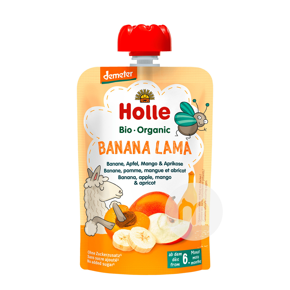 Holle German Organic Banana Apricot Mango and Apple Puree Sucking 100g*6