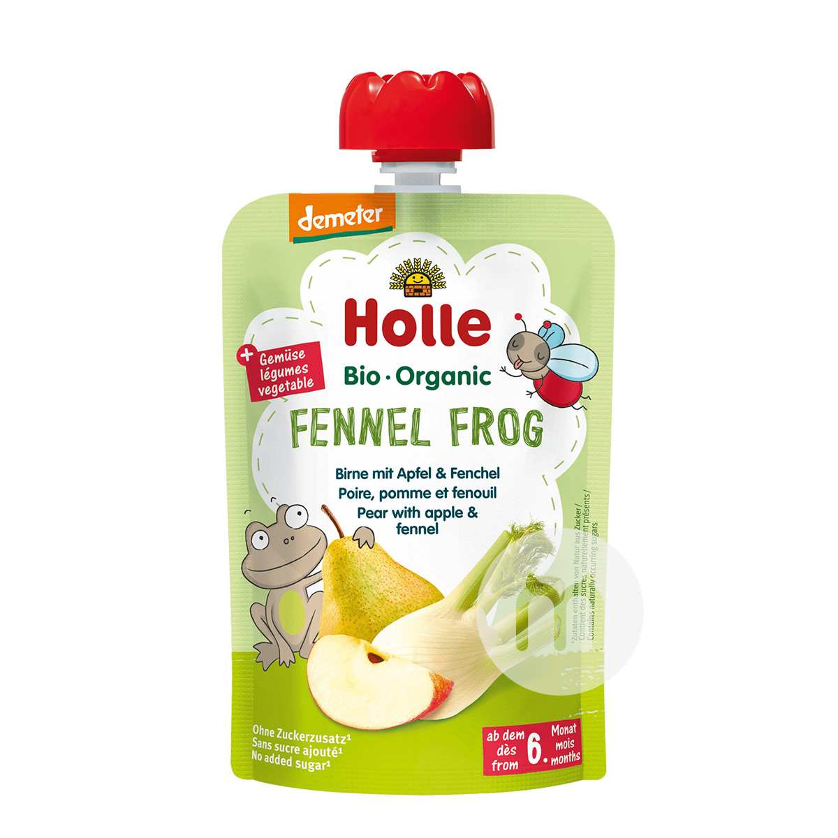 Holle German Organic Fenne Pear and Apple Puree Sucking 100g*6