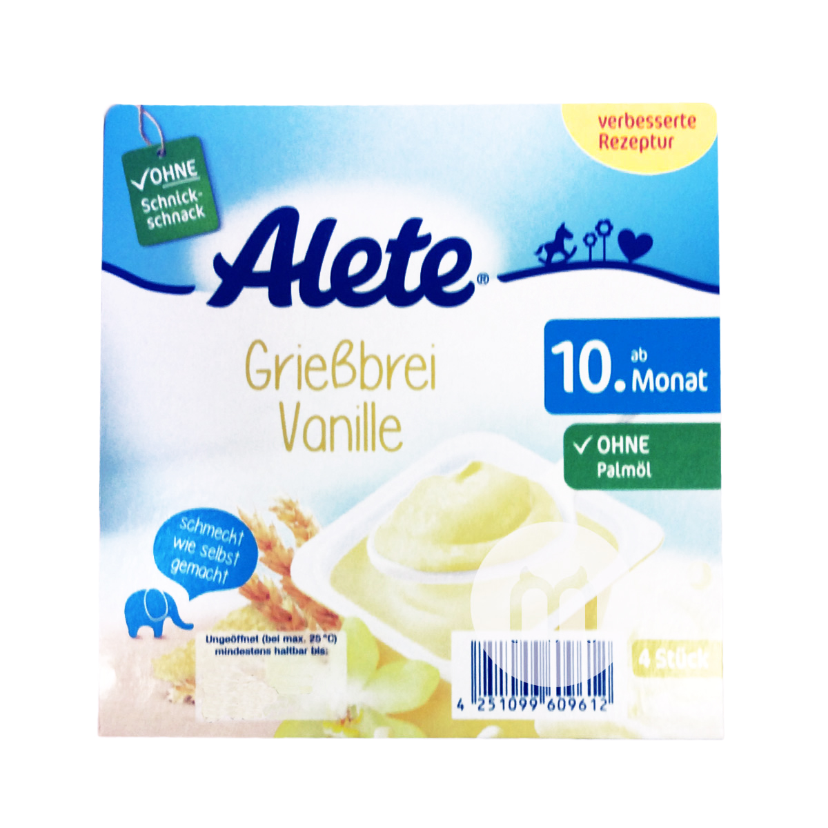 [2 pieces] Nestle German Alete Series Semolina Vanilla Milk Cup 400g+Strawberry Yogurt Cup 400g 