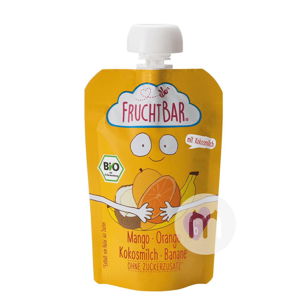 FRUCHTBAR German Organic Mango Orange Coconut Banana Fruit Puree Sucking over 6 months 100g*8